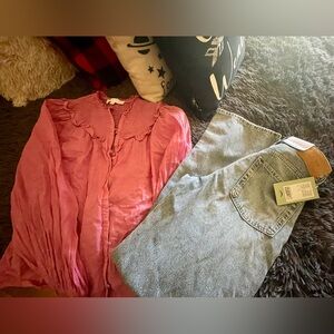 3pc COMPLETE OUTFIT 💁‍♀️NWT H&M Blue Denim Jeans, top & 2 Bras 🤩